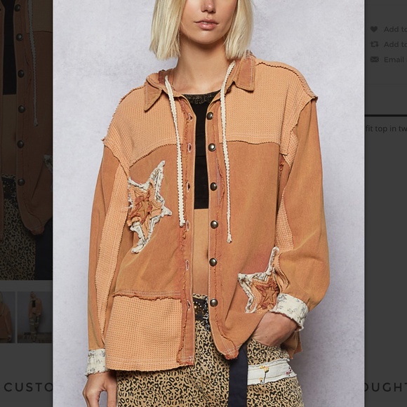 POL Jackets & Blazers - POL “ Lillianna 2 ” POL Hoodie Jacket in Thermal and Twill Mixed Fabric 96A